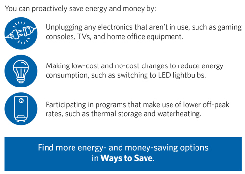 How to save energy and money graphic